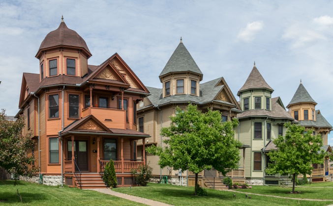 row of victorian homes