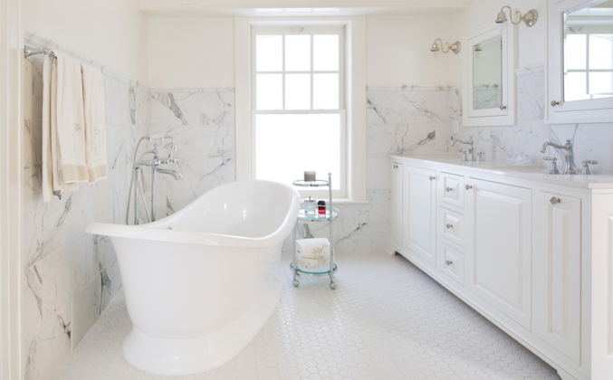 classic remodeled master bathroom