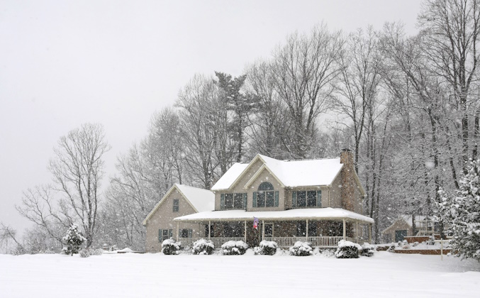 historic home in winter