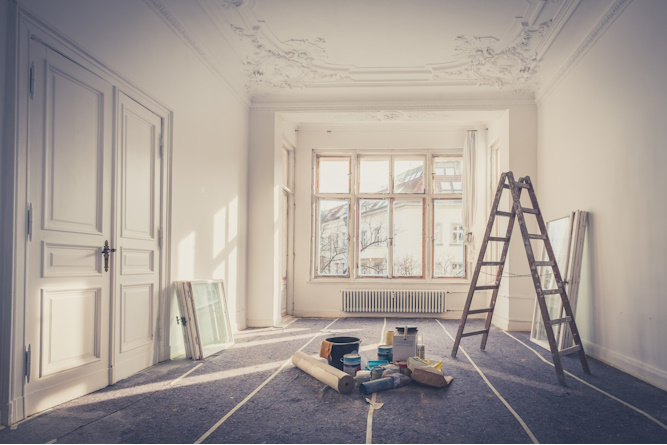 old home with crown molding and radiator